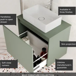 Billy 600mm Wall Hung Vanity Unit & Countertop