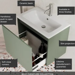 Billy 600mm Wall Hung Vanity Unit & Basin