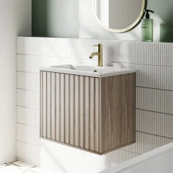 Billy 600mm Wall Hung Vanity Unit with Fluted Drawer Front & Basin