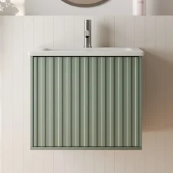 Billy 600mm Wall Hung Vanity Unit with Fluted Drawer Front & Basin