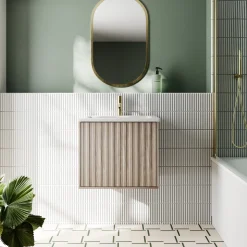 Billy 600mm Wall Hung Vanity Unit with Fluted Drawer Front & Basin