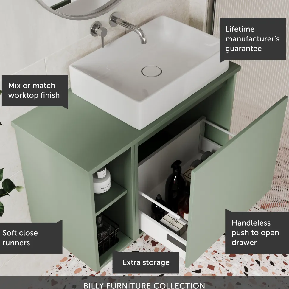 Billy 800mm Wall Hung Vanity Unit & Countertop
