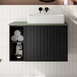 Billy 800mm Wall Hung Vanity Unit with Fluted Drawer Front & Countertop