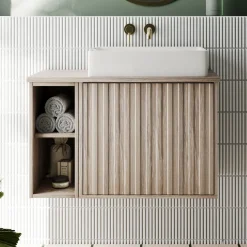 Billy 800mm Wall Hung Vanity Unit with Fluted Drawer Front & Countertop