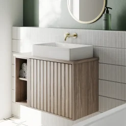 Billy 800mm Wall Hung Vanity Unit with Fluted Drawer Front & Countertop