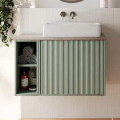 Billy 800mm Wall Hung Vanity Unit with Fluted Drawer Front & Countertop