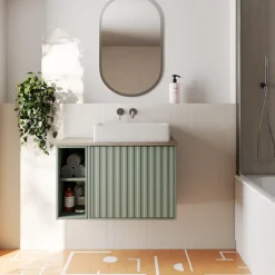 Billy 800mm Wall Hung Vanity Unit with Fluted Drawer Front & Countertop