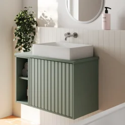 Billy 800mm Wall Hung Vanity Unit with Fluted Drawer Front & Countertop