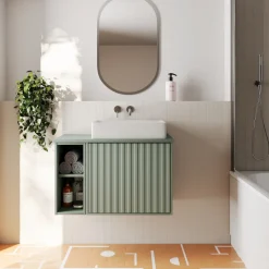 Billy 800mm Wall Hung Vanity Unit with Fluted Drawer Front & Countertop