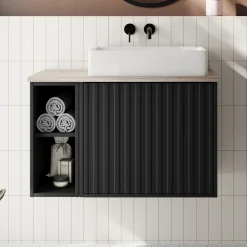 Billy 800mm Wall Hung Vanity Unit with Fluted Drawer Front & Countertop