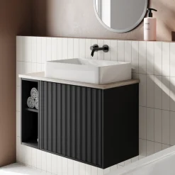 Billy 800mm Wall Hung Vanity Unit with Fluted Drawer Front & Countertop