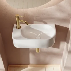 Billy Wall Hung Curved Cloakroom Basin - 400 x 215mm