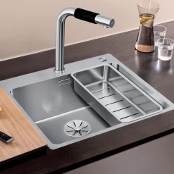 Blanco Andano 1 Bowl Inset Satin Polish Stainless Steel Kitchen Sink & Waste - 540 x 500mm