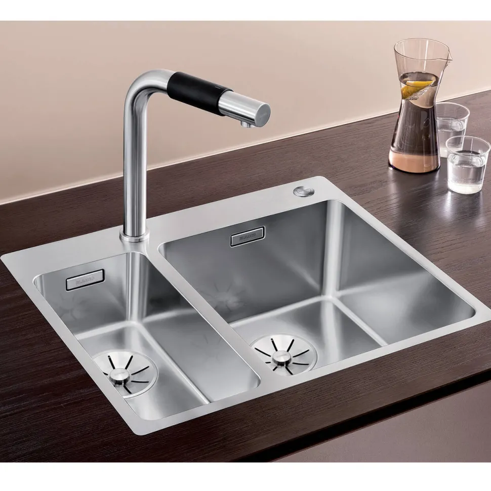 Blanco Andano 1.5 Bowl Inset Satin Polish Stainless Steel Kitchen Sink & Waste with Right Hand Main Bowl - 585 x 500mm