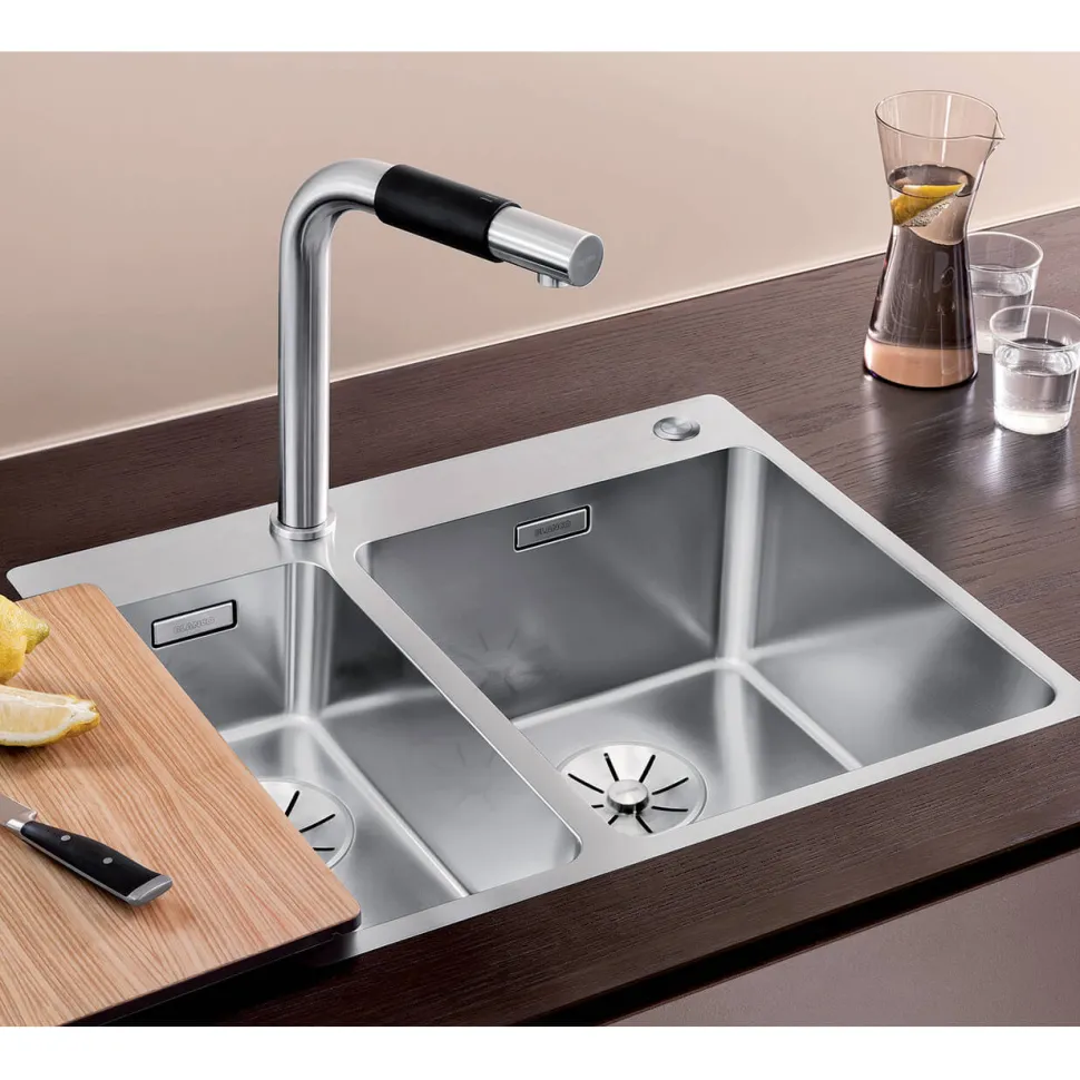 Blanco Andano 1.5 Bowl Inset Satin Polish Stainless Steel Kitchen Sink & Waste with Right Hand Main Bowl - 585 x 500mm
