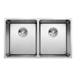 Blanco Andano Double Bowl Undermount Satin Polish Stainless Steel Kitchen Sink & Waste - 745 x 440mm