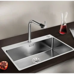 Blanco Andano Extra Large 1 Bowl Inset Satin Polish Stainless Steel Kitchen Sink & Waste - 740 x 500mm