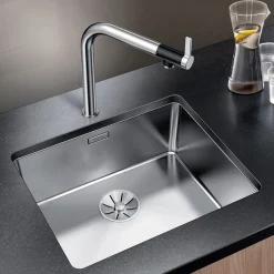 Blanco Andano Large 1 Bowl Undermount Satin Polish Stainless Steel Kitchen Sink & Waste - 540 x 440mm