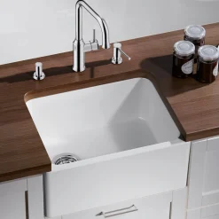 Blanco Belfast Crystal Gloss White Ceramic Kitchen Sink & Waste - 595 x 455mm