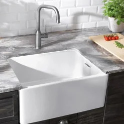 Blanco Belfast Crystal Gloss White Ceramic Kitchen Sink & Waste - 595 x 455mm