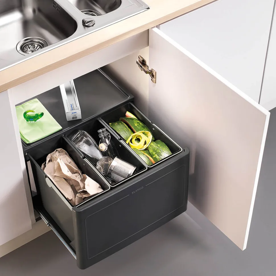 Blanco Botton Pro 39 litre 3 Container Waste Organiser for 600mm Kitchen Cabinets