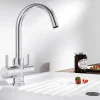 Blanco Camia WRAS Approved Twin Lever Mono Kitchen Mixer Tap - Chrome