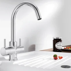 Blanco Camia WRAS Approved Twin Lever Mono Kitchen Mixer Tap - Chrome