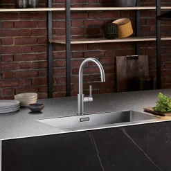Blanco Candor-S Single Lever Brushed Stainless Steel Mono Pull Out Kitchen Mixer Tap