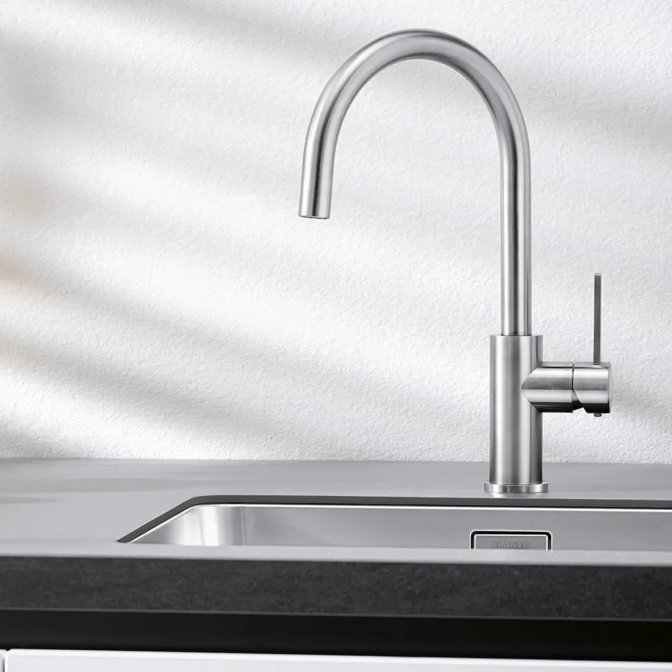 Blanco Candor WRAS Approved Single Lever Brushed Stainless Steel Mono Kitchen Mixer Tap