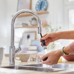 Blanco Carena-S Vario Single Lever Chrome Pull Out Kitchen Mixer Tap with Dual Spray