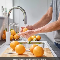 Blanco Carena-S Vario Single Lever Chrome Pull Out Kitchen Mixer Spray Tap with Silgranit Matching Finish