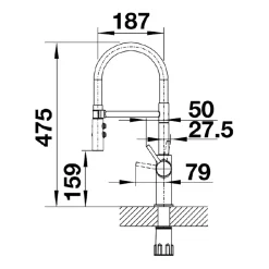 Blanco Catris-S Flexo Single Lever Pull Out Kitchen Mixer Tap with Dual Spray