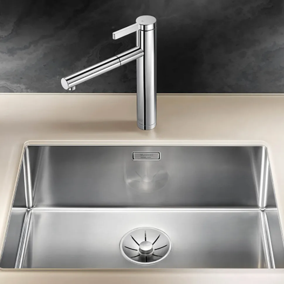 Blanco Claron Large 1 Bowl Undermount Satin Polish Stainless Steel Kitchen Sink & Waste - 590 x 440mm