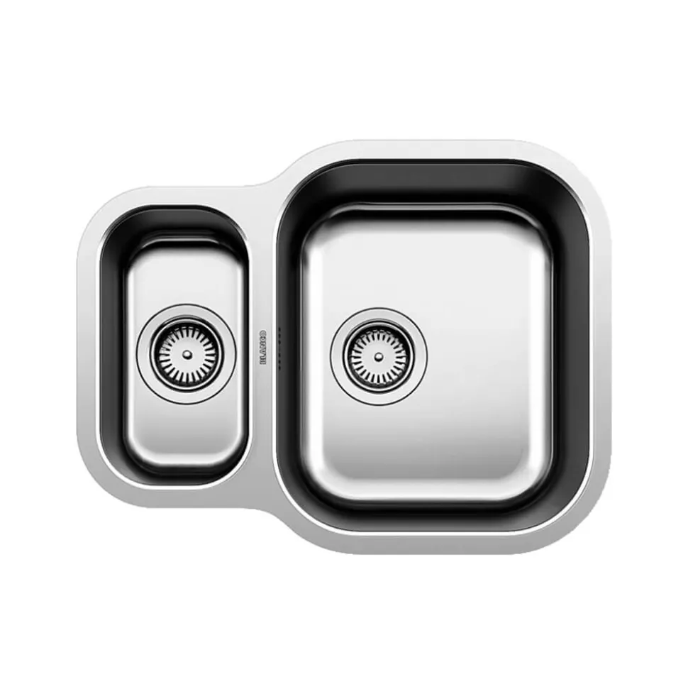 Blanco Essential 1.5 Bowl Undermount Brushed Stainless Steel Kitchen Sink & Waste with Reversible Main Bowl - 582 x 450mm