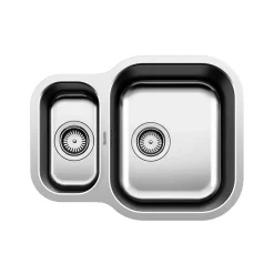 Blanco Essential 1.5 Bowl Undermount Brushed Stainless Steel Kitchen Sink & Waste with Reversible Main Bowl - 582 x 450mm