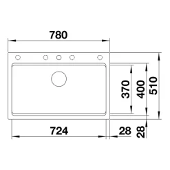 Blanco Etagon 8 Extra Large 1 Bowl Silgranit Composite Kitchen Sink & Waste with Tap Ledge - 780 x 510mm