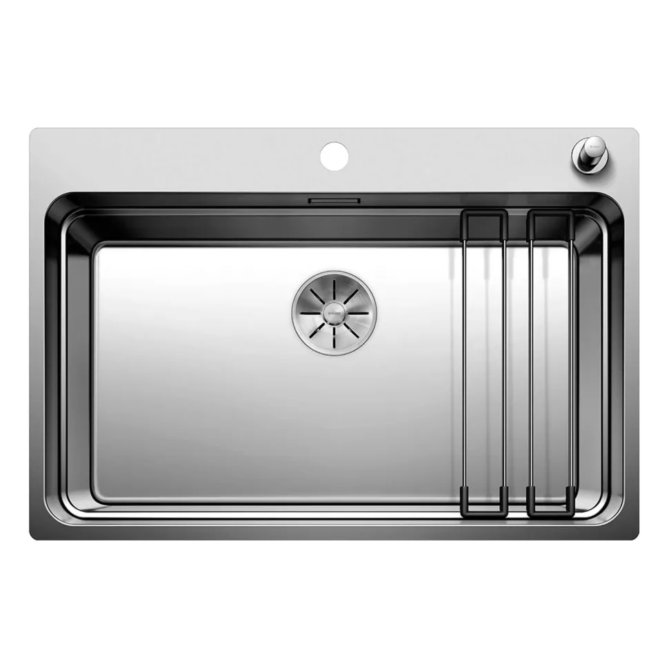 Blanco Etagon Extra Large 1 Bowl Satin Polish Stainless Steel Kitchen Sink & Waste with Tap Ledge - 740 x 500mm