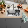 Blanco Etagon Large 1 Bowl Satin Polish Stainless Steel Kitchen Sink & Waste with Tap Ledge - 540 x 500mm