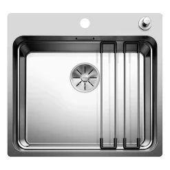 Blanco Etagon Large 1 Bowl Satin Polish Stainless Steel Kitchen Sink & Waste with Tap Ledge - 540 x 500mm