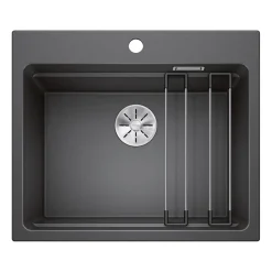 Blanco Etagon 6 Large 1 Bowl Silgranit Composite Kitchen Sink & Waste with Tap Ledge - 600 x 510mm