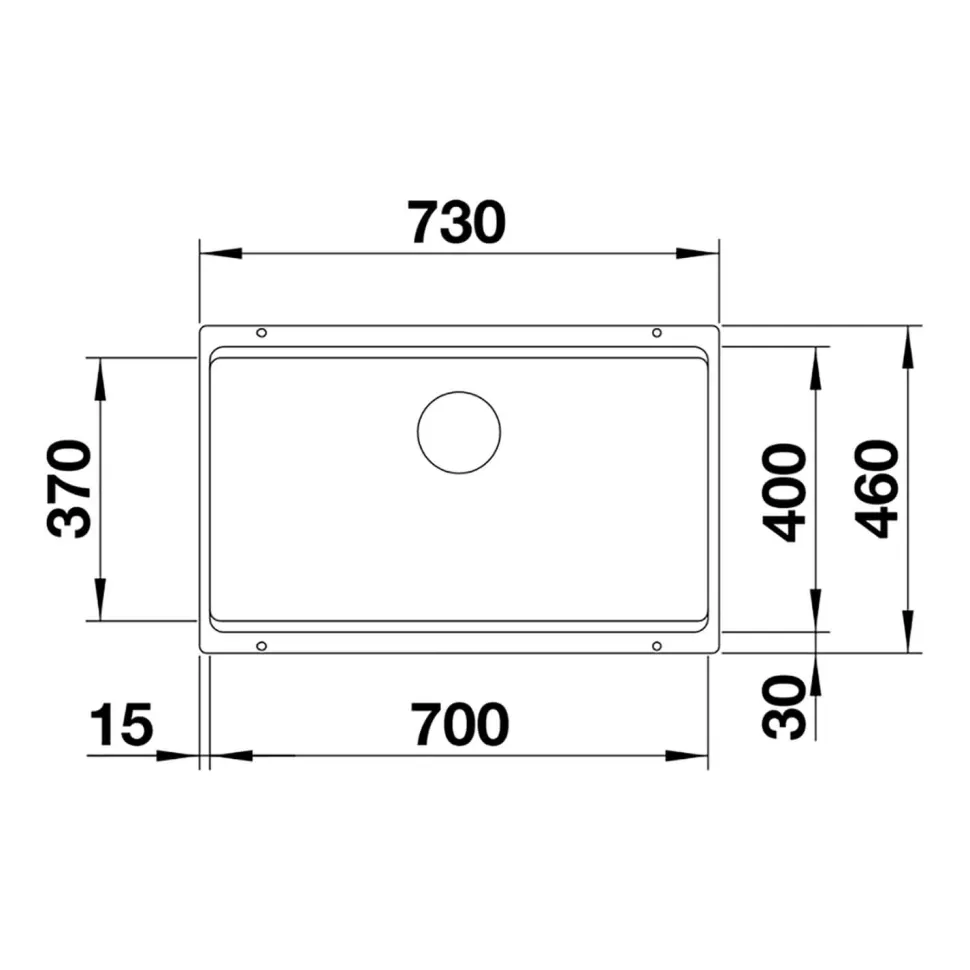 Blanco Etagon 700-U Extra Large 1 Bowl Silgranit Composite Undermount Kitchen Sink & Waste - 730 x 460mm