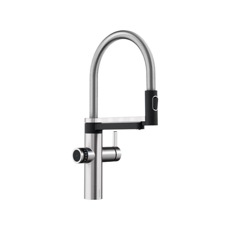 Blanco Evol-S 3-in-1 PVD Steel Smart Measure Filtered Cold Water Mono Kitchen Mixer Tap with Dual Spray