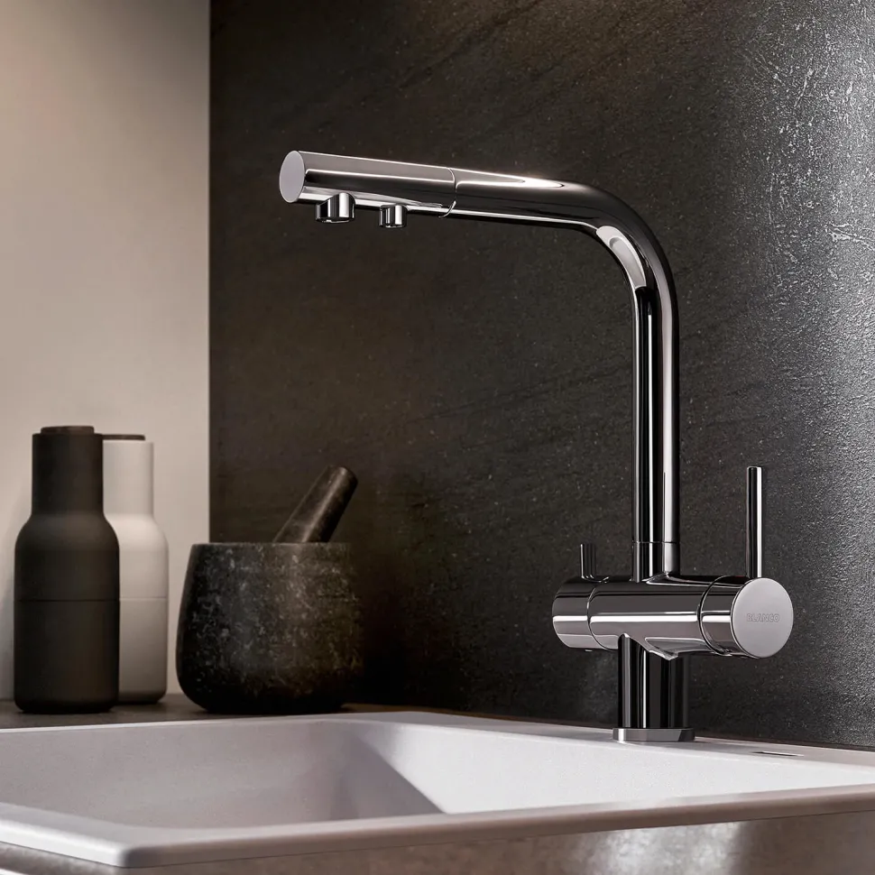 Blanco Fontas-S II 3-in-1 Warm, Cold and Filtered Cold Water Mono Pull Out Kitchen Mixer Tap