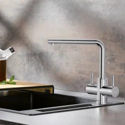 Blanco Lamia WRAS Approved Twin Lever Chrome Mono Kitchen Mixer Tap