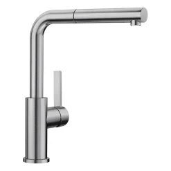 Blanco Lanora-S Eco Cold Start Brushed Stainless Steel Mono Pull Out Kitchen Mixer Tap
