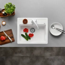 Blanco Legra 6 1 Bowl Silgranit Composite Kitchen Sink & Waste with Tap Ledge - 585 x 500mm