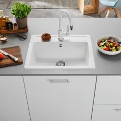 Blanco Legra 6 1 Bowl Silgranit Composite Kitchen Sink & Waste with Tap Ledge - 585 x 500mm