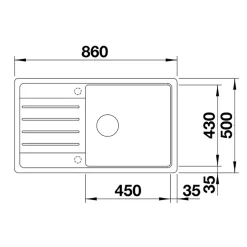 Blanco Legra XL 6 S 1 Bowl Silgranit Composite Kitchen Sink & Waste with Reversible Drainer - 860 x 500mm
