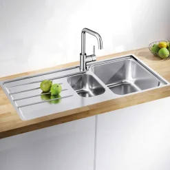 Blanco Lemis 6 S-IF 1.5 Bowl Brushed Stainless Steel Kitchen Sink & Waste with Reversible Drainer - 1000 x 500mm