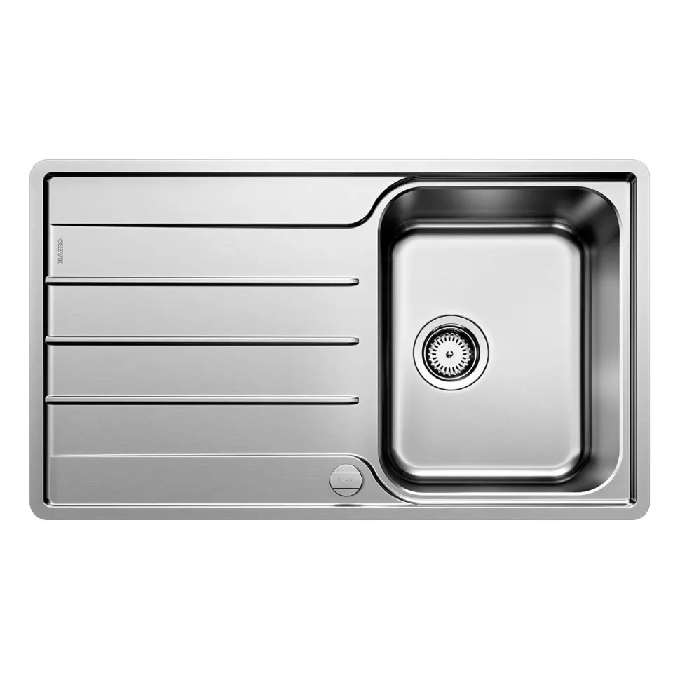 Blanco Lemis 45 S-IF Compact 1 Bowl Brushed Stainless Steel Kitchen Sink & Waste with Reversible Drainer - 860 x 500mm